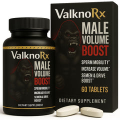 VALKNORX Male Performance bottle on a clean counter, promoting daily vitality.
