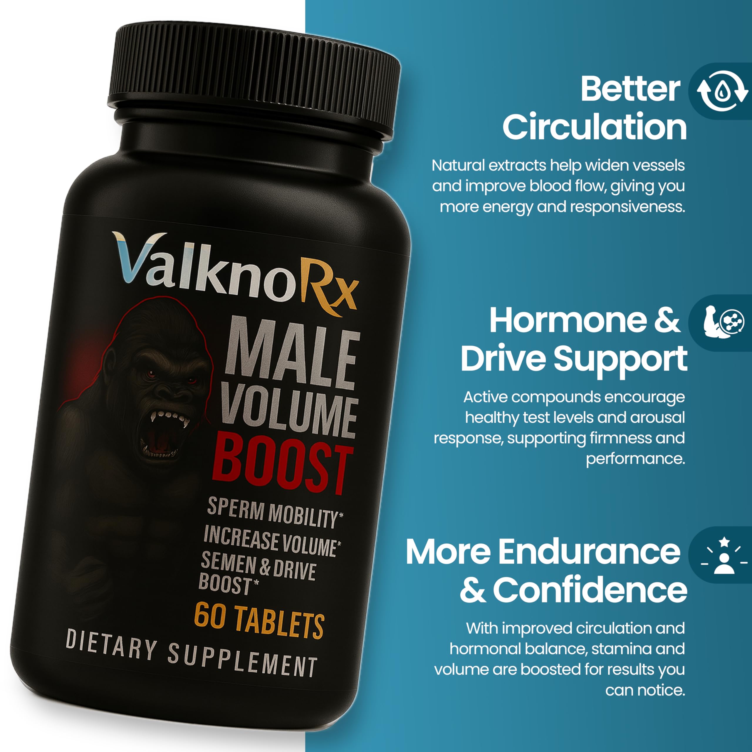 VALKNORX capsules arranged in a row for easy daily use and stamina support.
