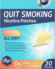 Valleylux Quit Smoking Patches Step 1 pack shown for a structured five-week program