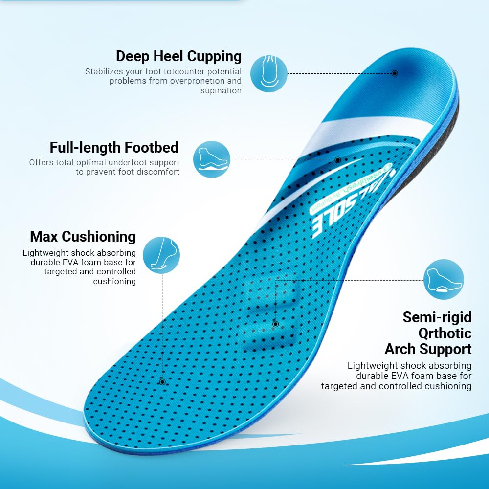 VALSOLE plantar fasciitis arch support helps reduce over-stretch and heel pain.