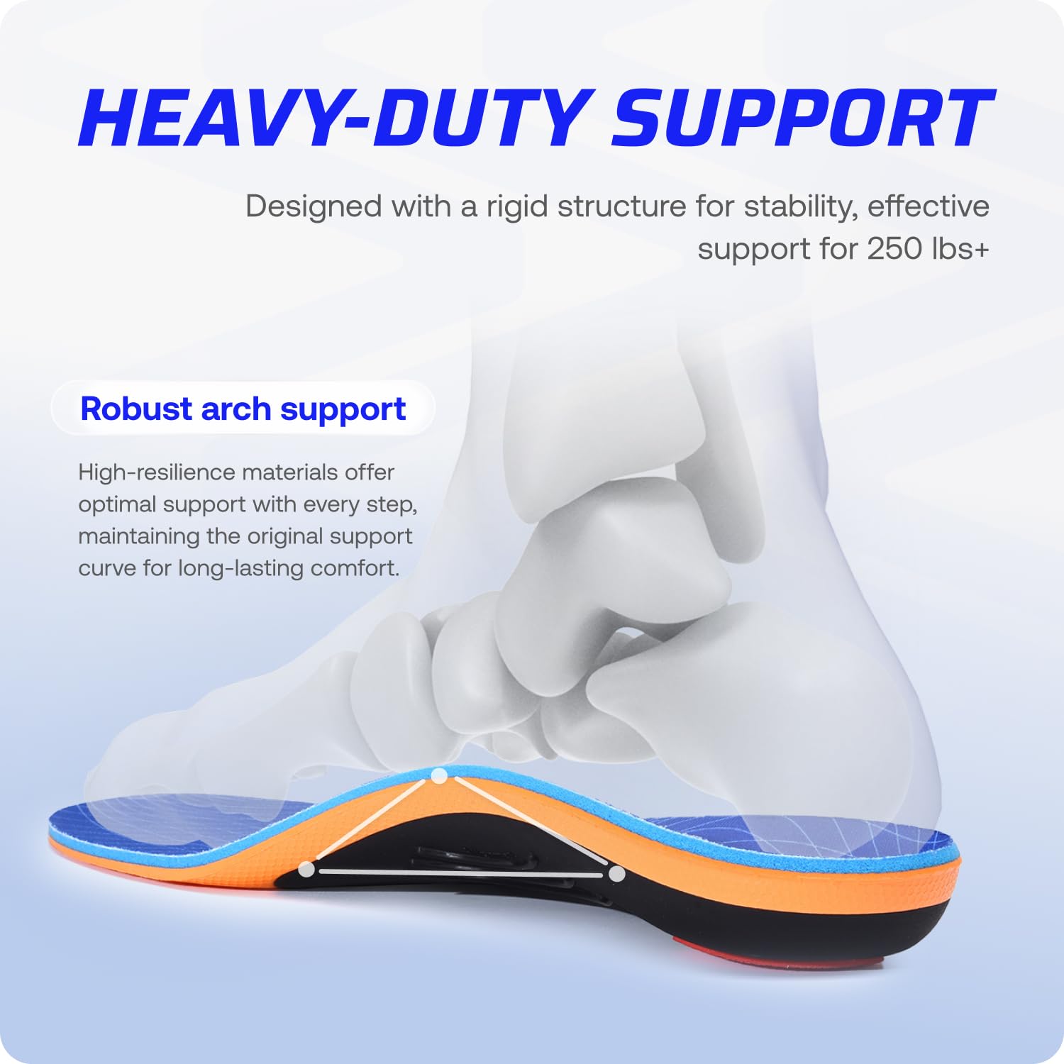 VALSOLE Poron heel pad provides shock absorption for all-day comfort.