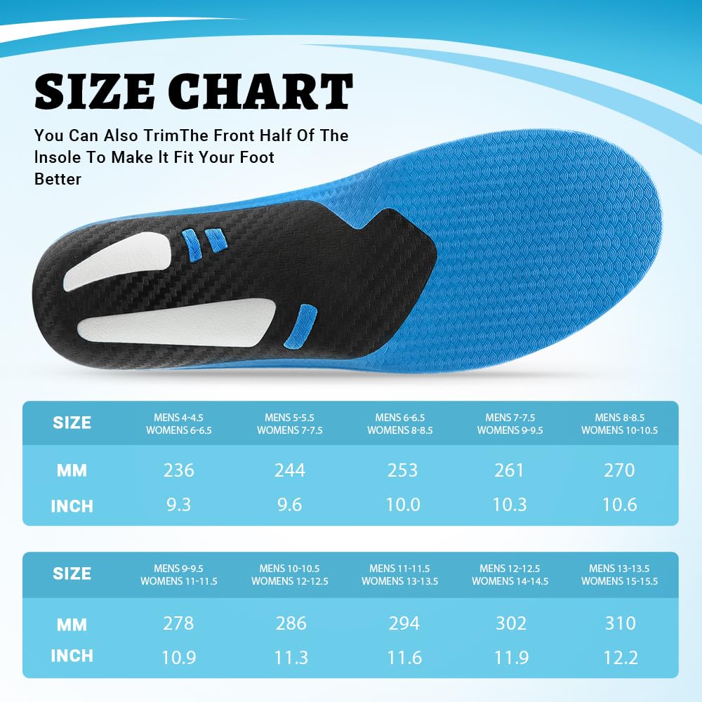 VALSOLE work boot orthotic insoles help flat feet with rigid arch support.