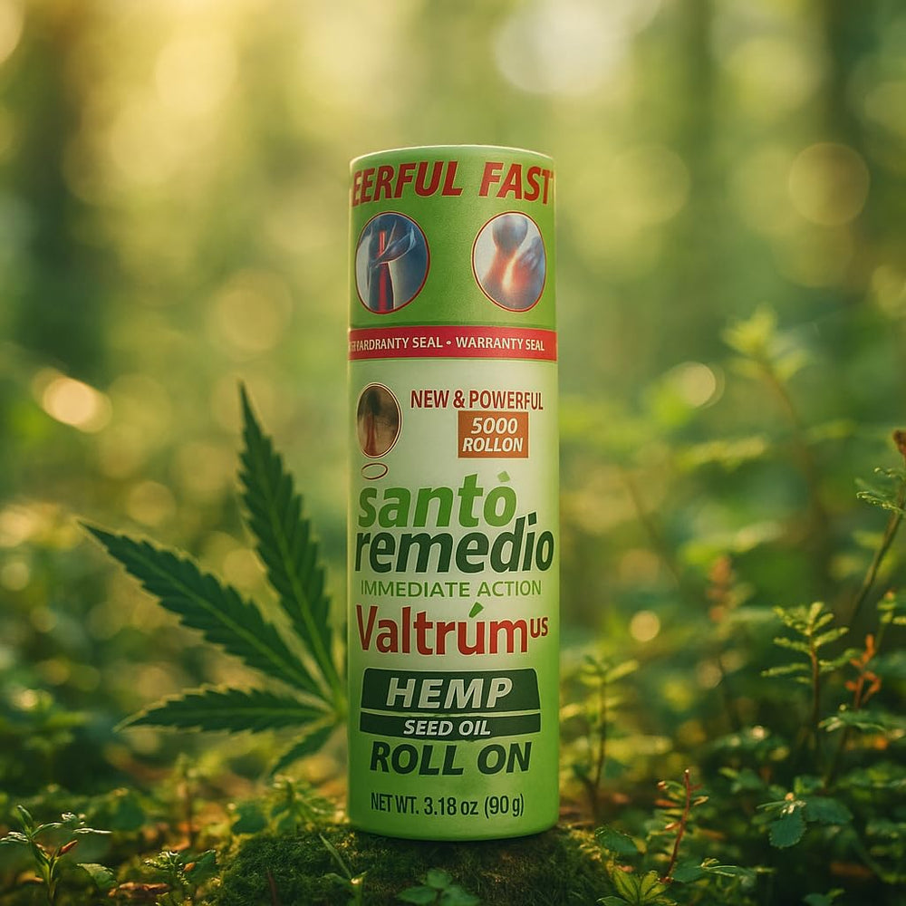 Valtrum Santo Remedio packaging shows convenient external-use product.