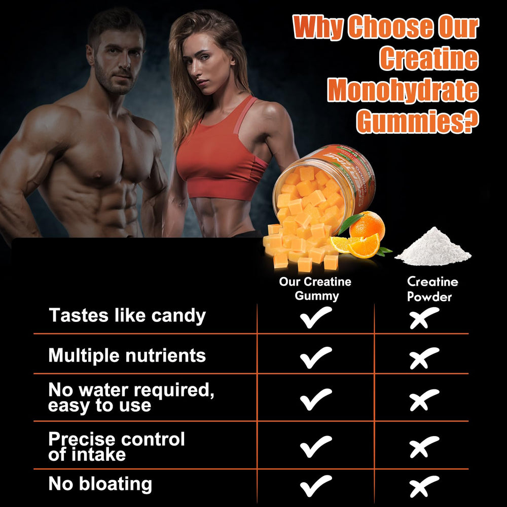 Vananc Creatine Monohydrate Gummies orange-flavor closeup emphasizes taste during training.
