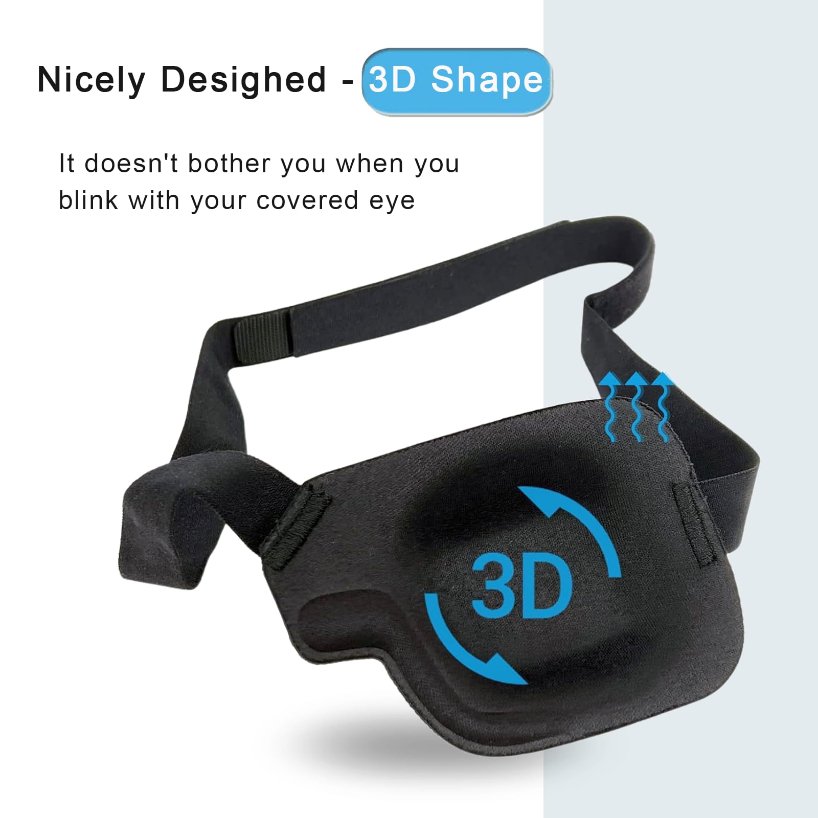 Parche Vandorla 3D para ojo derecho, útil en recuperación diaria.