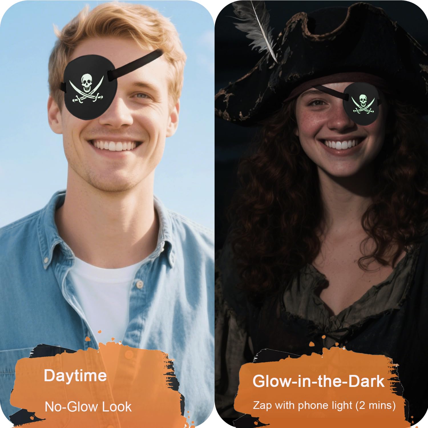 Vandorla pirate eye patch two-pack reusable patches provide backups for parties and daily activities.