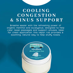 VanMan Menthol Vapor Rub container highlights sinus support and aroma.