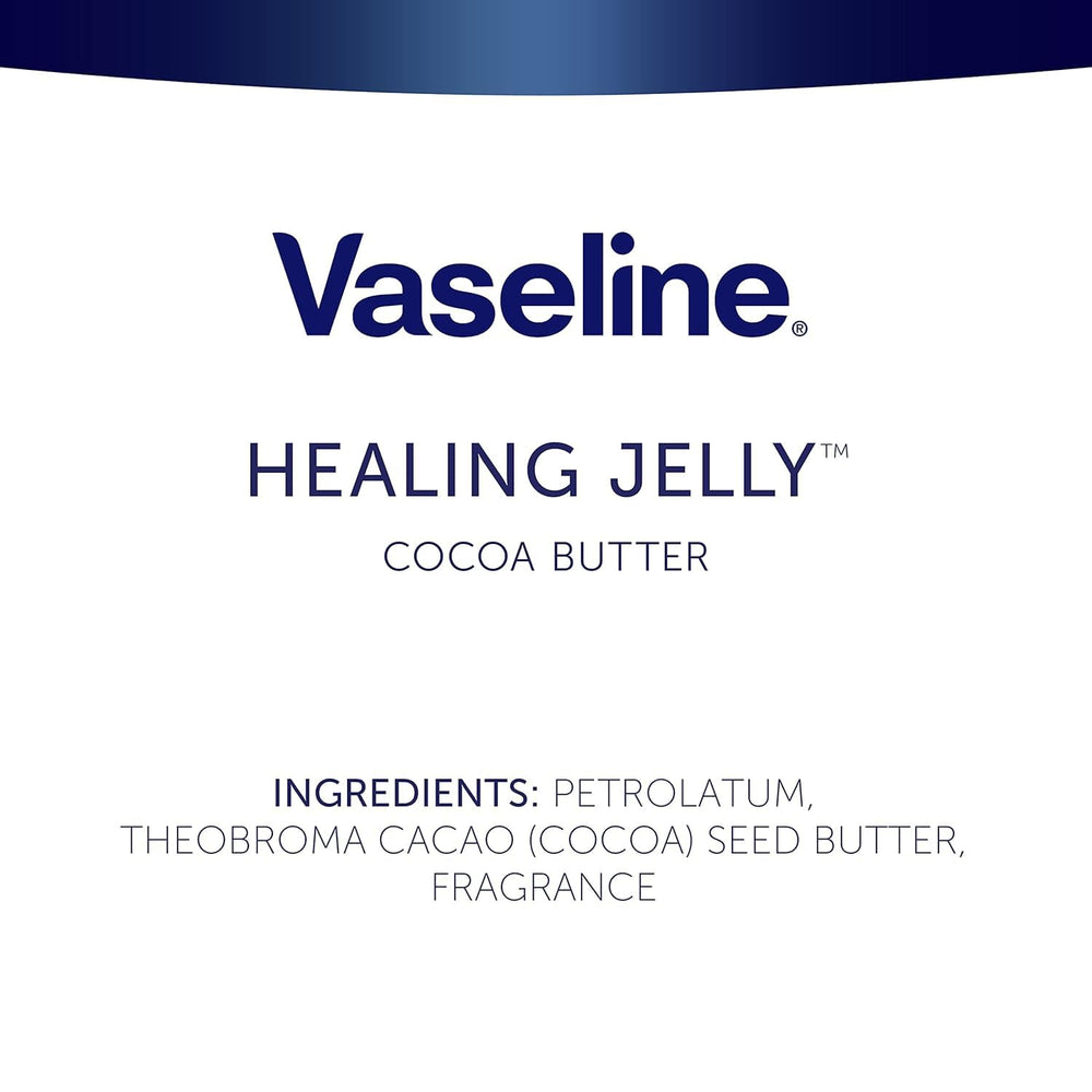Vaseline Cocoa Butter Healing Jelly on elbows, knees, and heels for dry skin care.