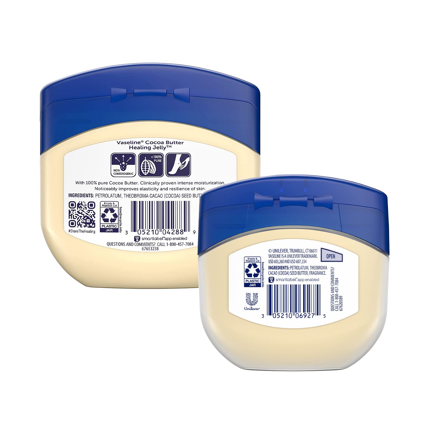 Vaseline Cocoa Butter Healing Jelly 7.5oz travel-size jar for on-the-go moisture.