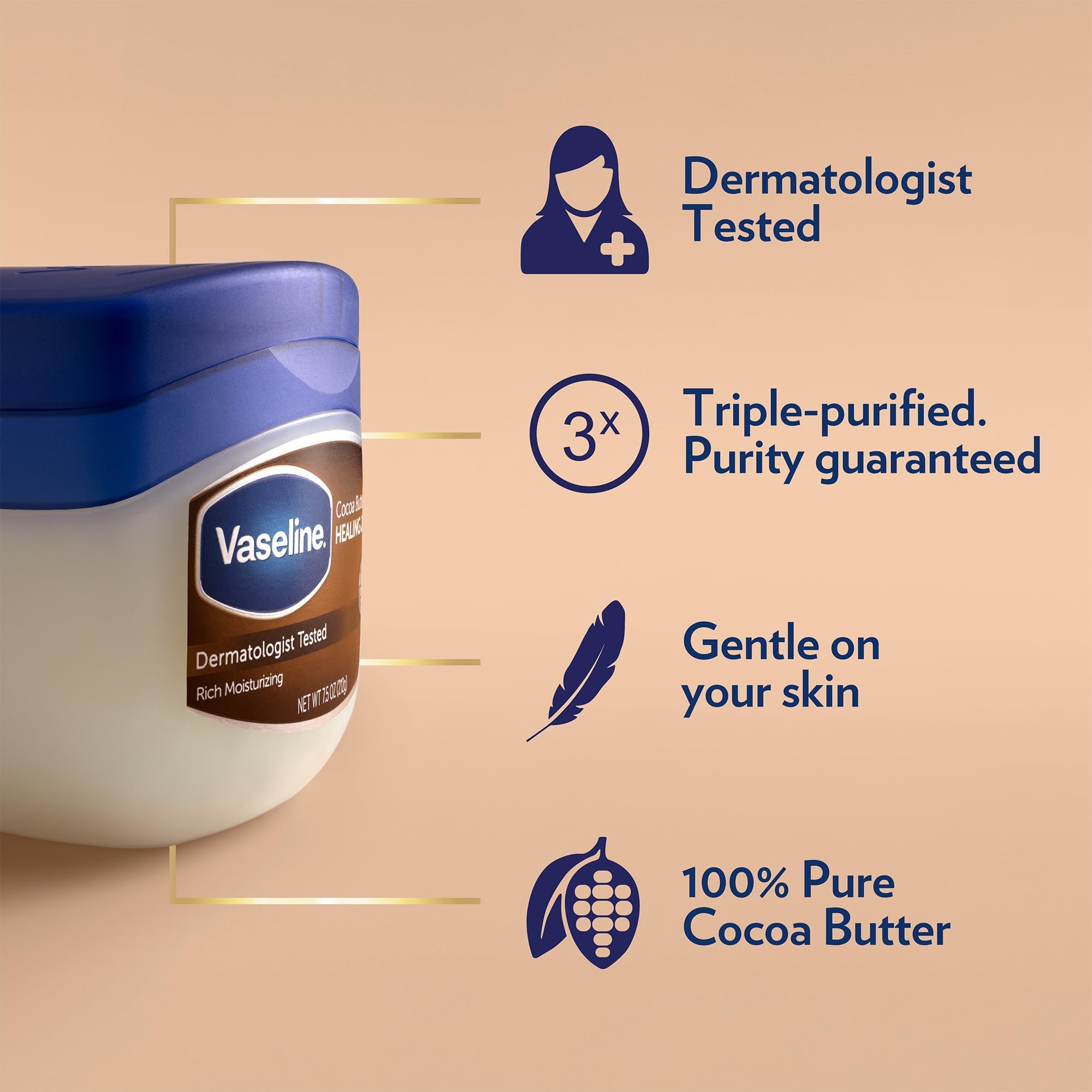 Creamy texture close-up of Vaseline Cocoa Butter Healing Jelly for easy application