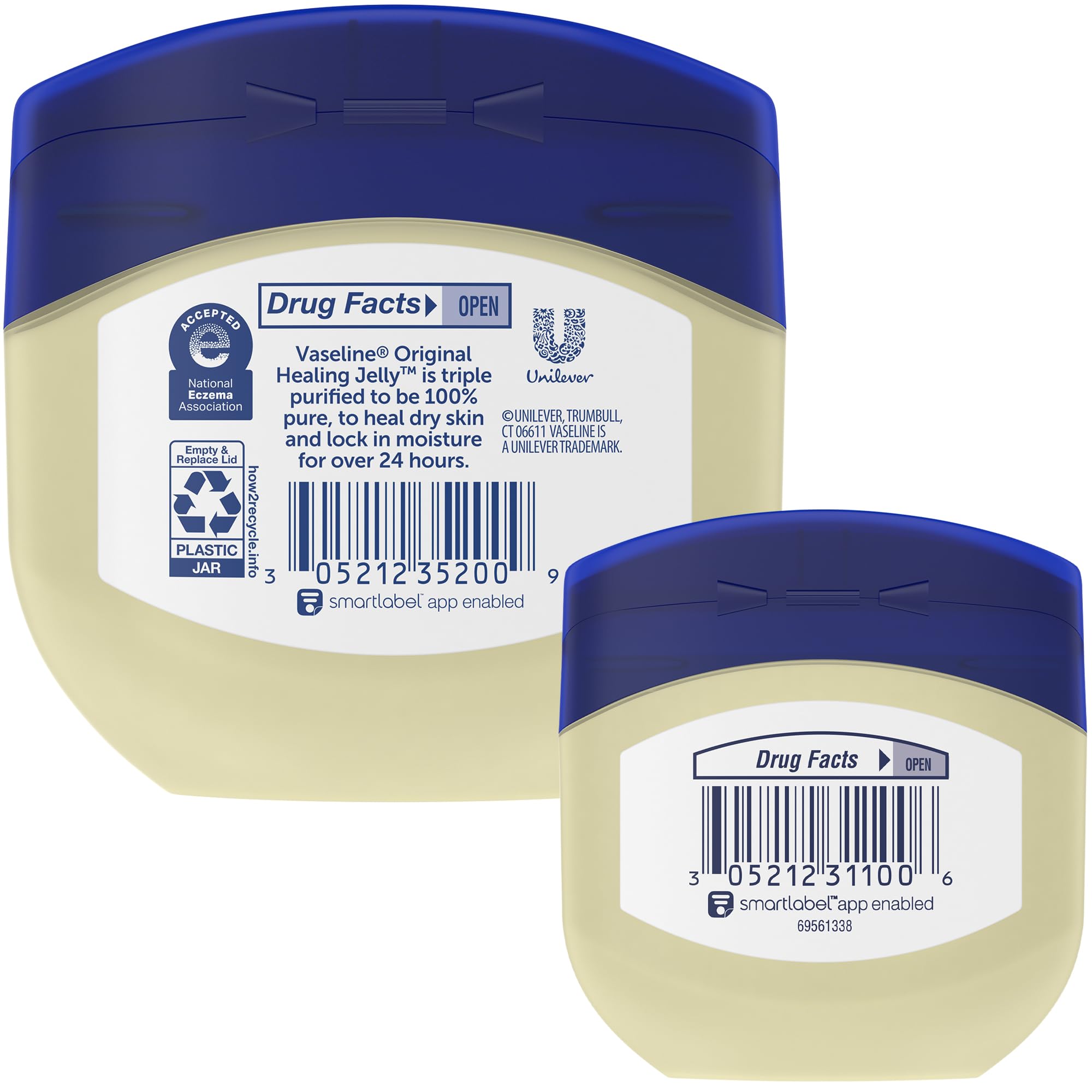 Compact Vaseline Original Petroleum Jelly travel jar for on-the-go skincare.