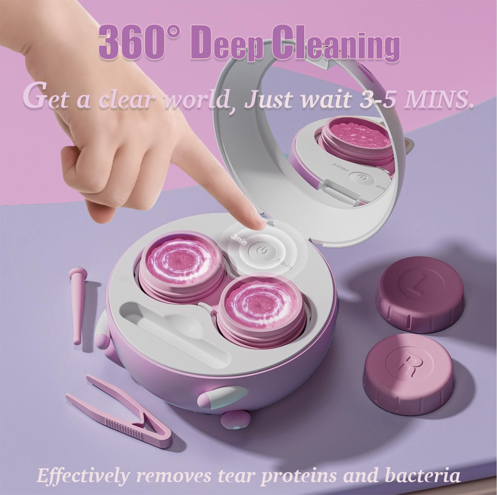 Vastsoon case with solution soak shows overnight soaking for lens hygiene.