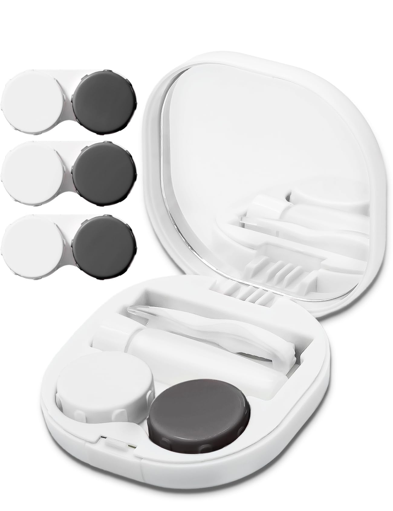 Vastsoon estuche lentes contacto blanco, higiene segura para uso diario.