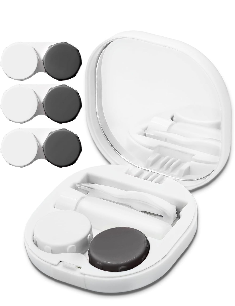 Vastsoon estuche lentes contacto blanco, higiene segura para uso diario.