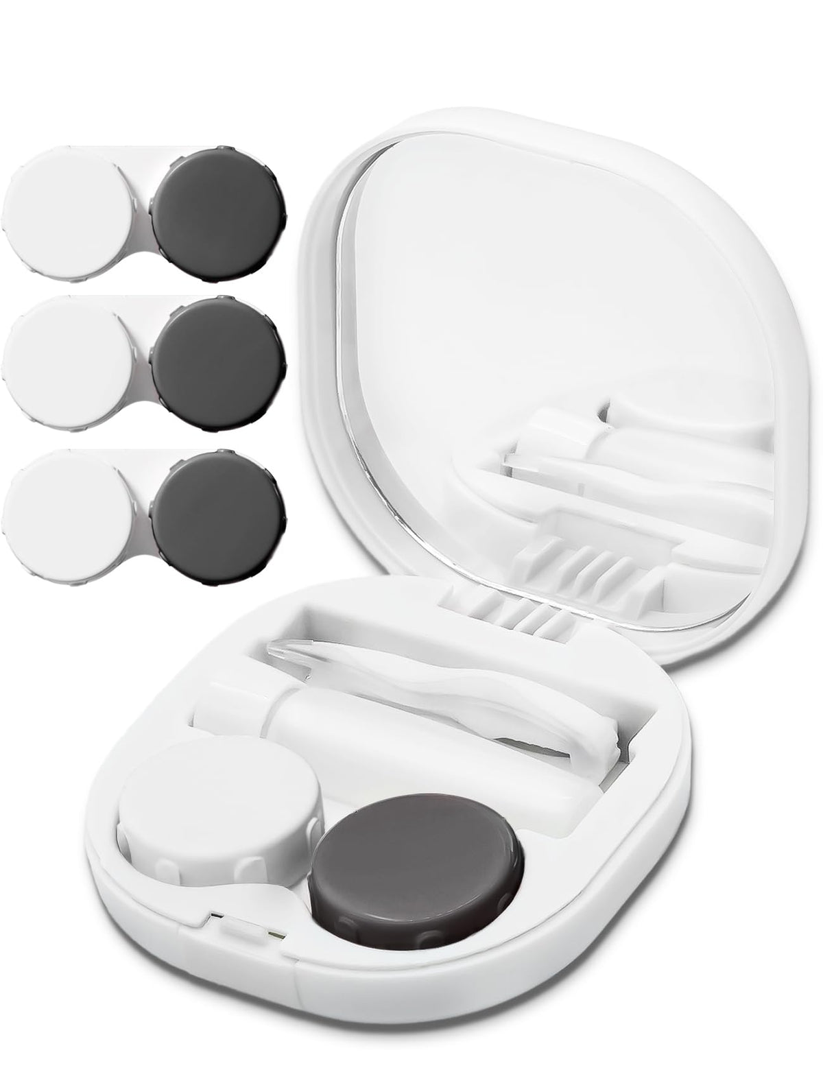 Vastsoon estuche lentes contacto blanco, higiene segura para uso diario.