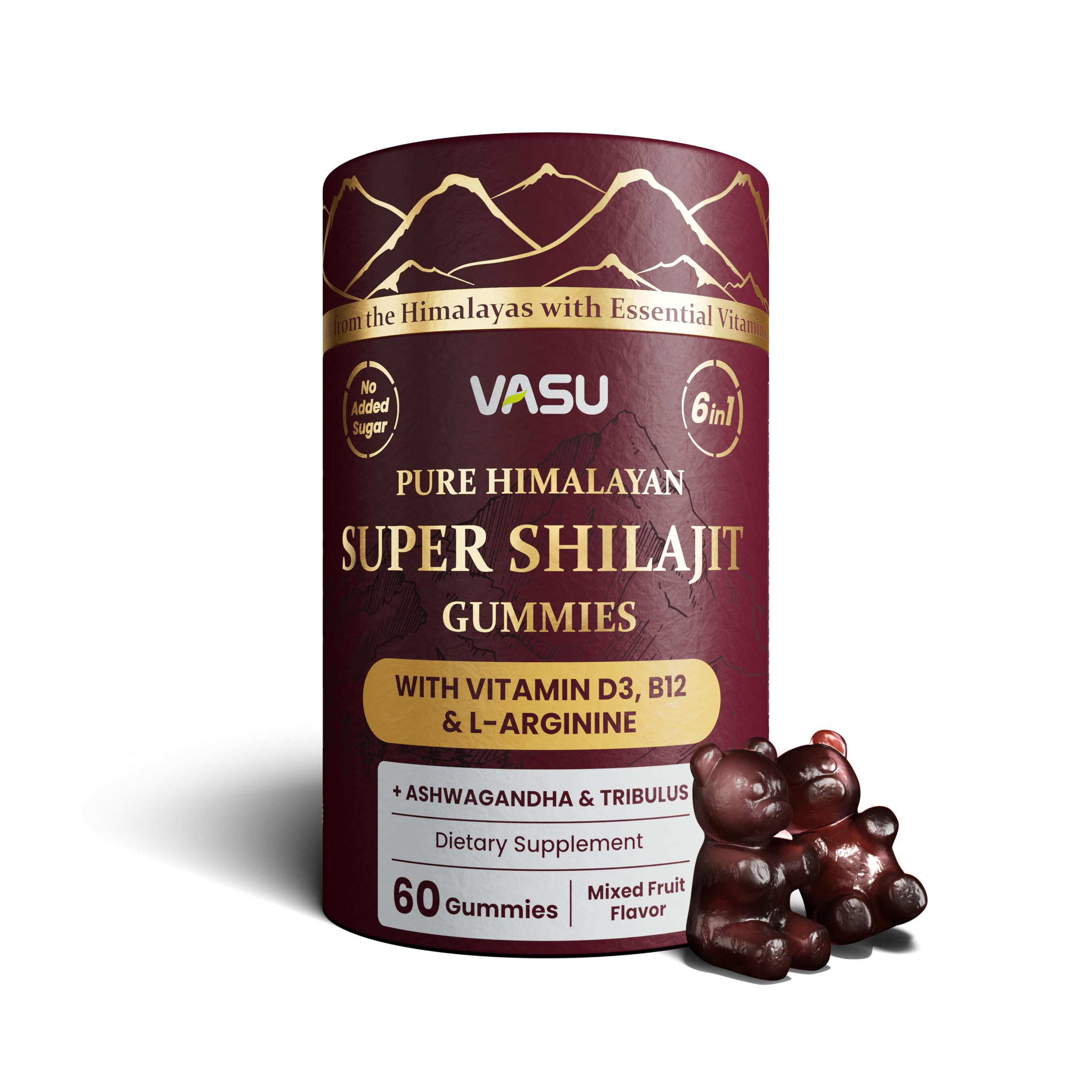Vasu 6 in 1 Shilajit Gummies pack front for daily energy and wellness