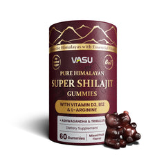 Vasu 6 in 1 Shilajit Gummies pack front for daily energy and wellness