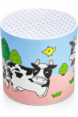 Vaulted Skulls & Co Moo Can noise maker in multicolor, compact cow sound toy for quick laughs.