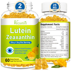 Vazatisi Eye Vitamins bottle front showing mango flavor for daily eye support