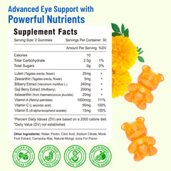 Vazatisi Eye Vitamins bottle label close-up highlighting ingredients