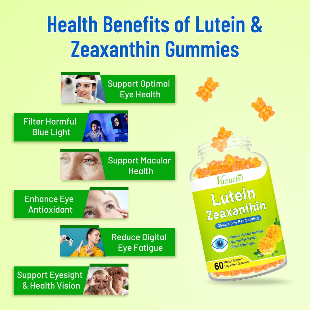 Vazatisi Eye Vitamins gummies close-up with mango flavor