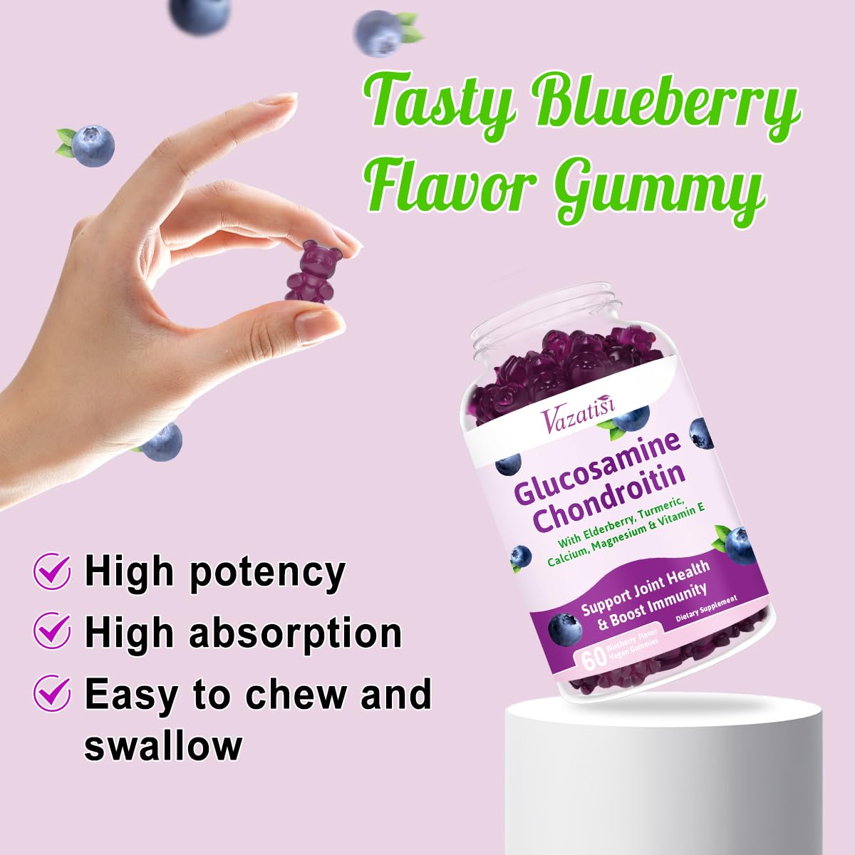 Vazatisi label highlights the 10-in-1 formula for joint wellness