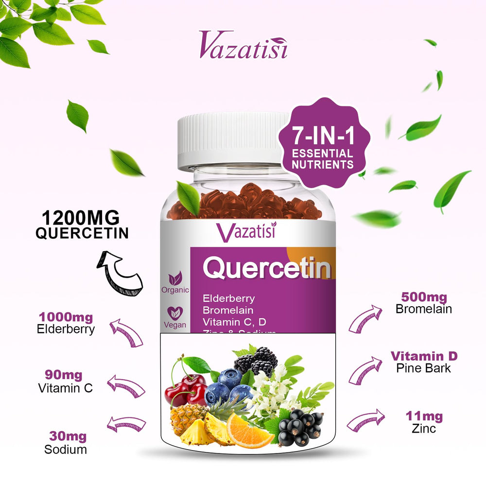 Vazatisi Quercetin Gummies packaging and seal indicating quality control