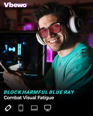 Vbewo Red lenses block blue light while boosting contrast for gaming and work.