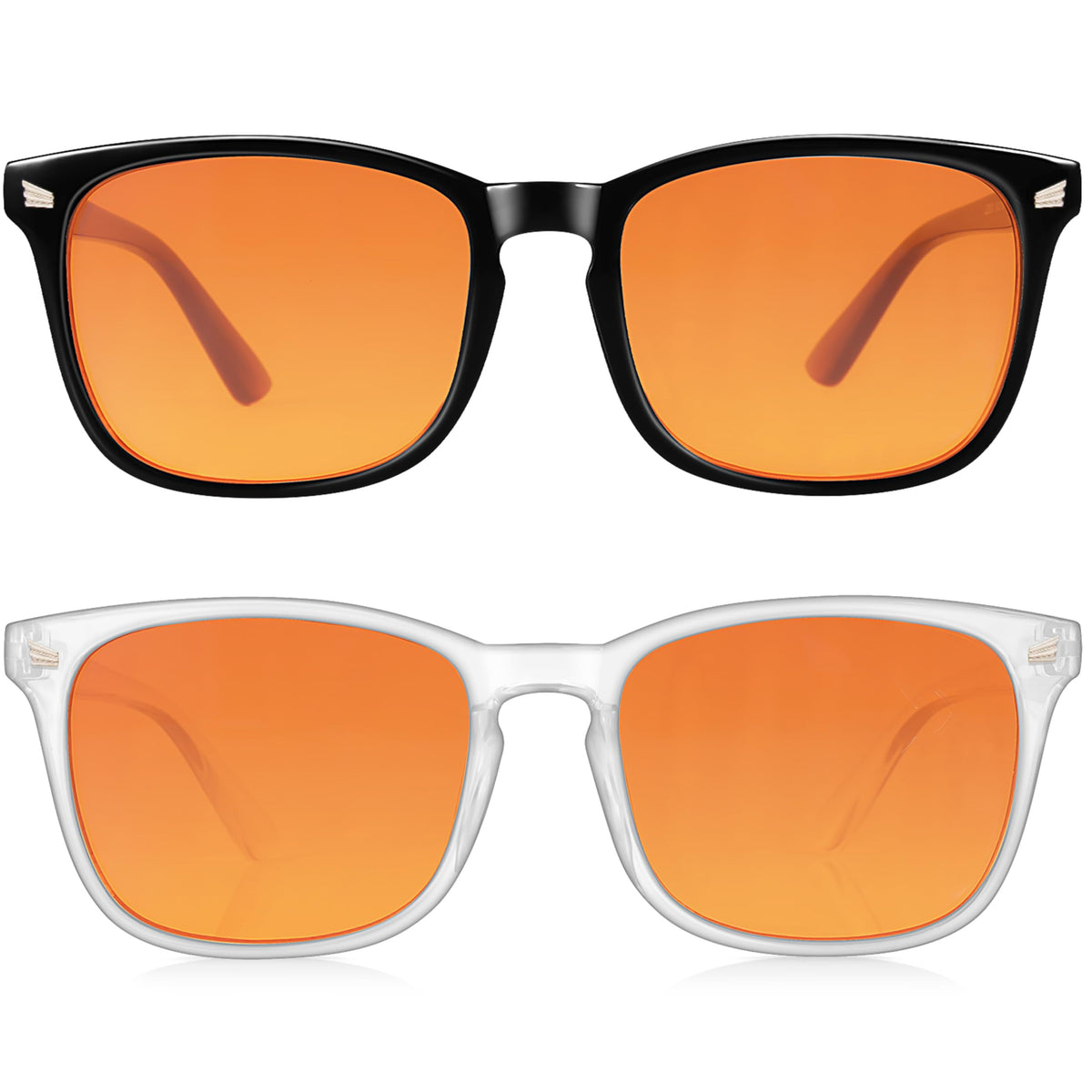 Vbewo sleep glasses with amber lenses easing eye strain during long screen sessions.