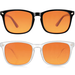 Vbewo sleep glasses with amber lenses easing eye strain during long screen sessions.