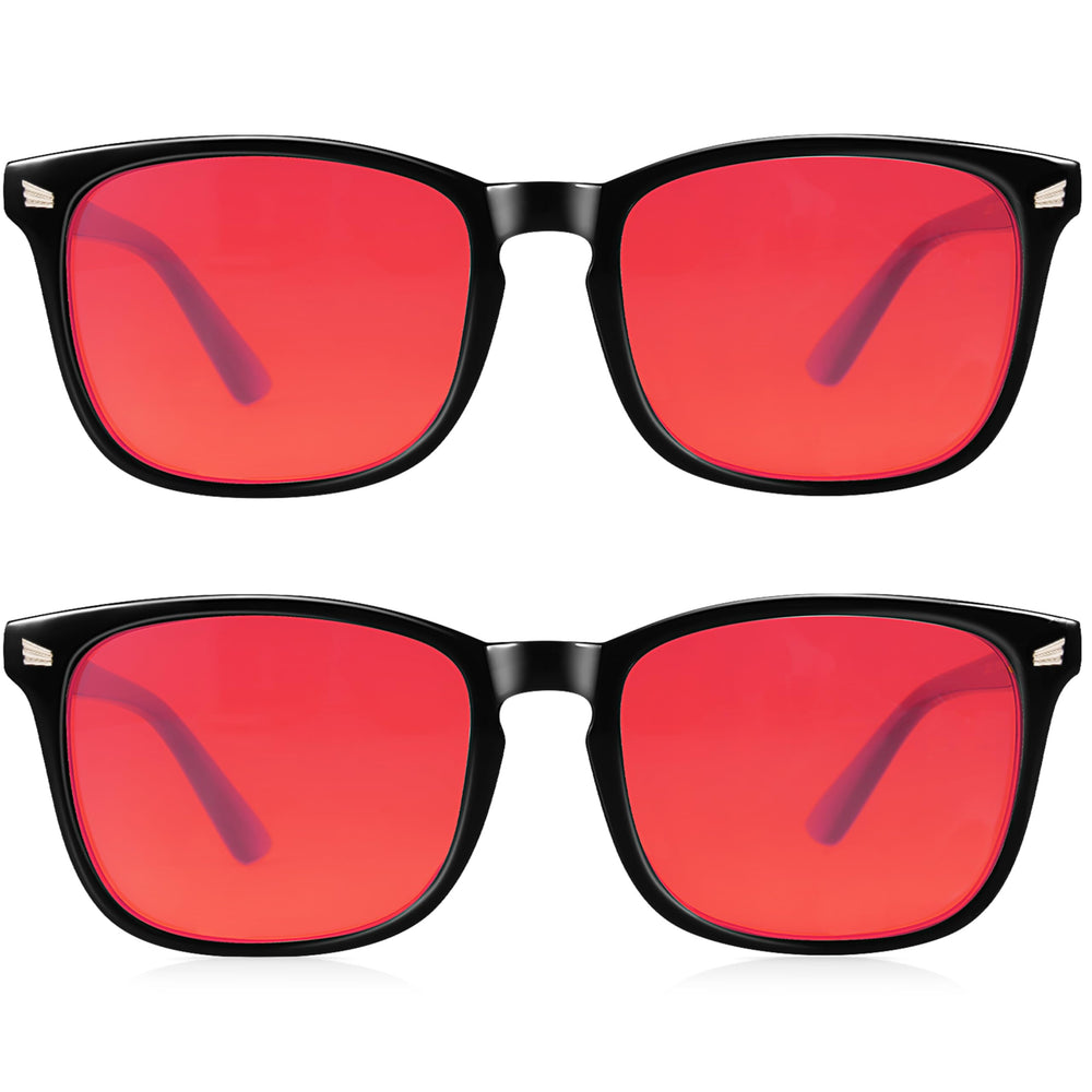 Vbewo Sleep Glasses front view with red lens reduce eye strain and improve focus.