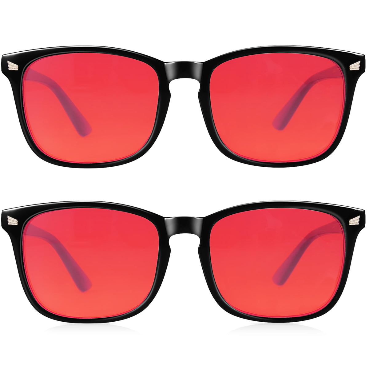 Vbewo Sleep Glasses front view with red lens reduce eye strain and improve focus.