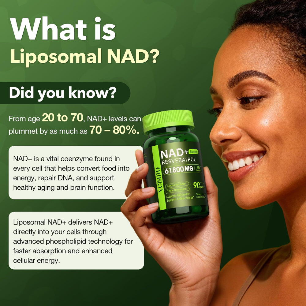 VCBIRD Nad+ capsules shown for convenient daily dosing