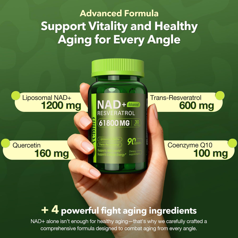 VCBIRD Nad+ liposomal label close-up highlights quality and purity