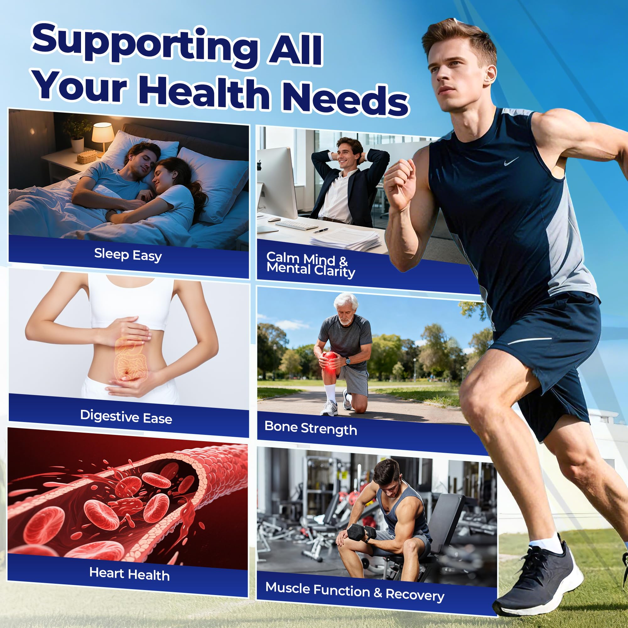 Close-up of capsules highlighting 12 forms for comprehensive muscle and nerve support.