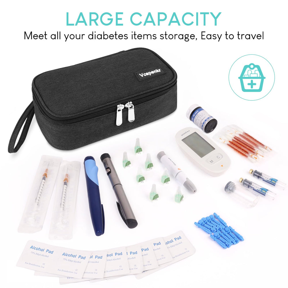 Vcspenkr insulin cooler travel case interior pockets for organized supplies.