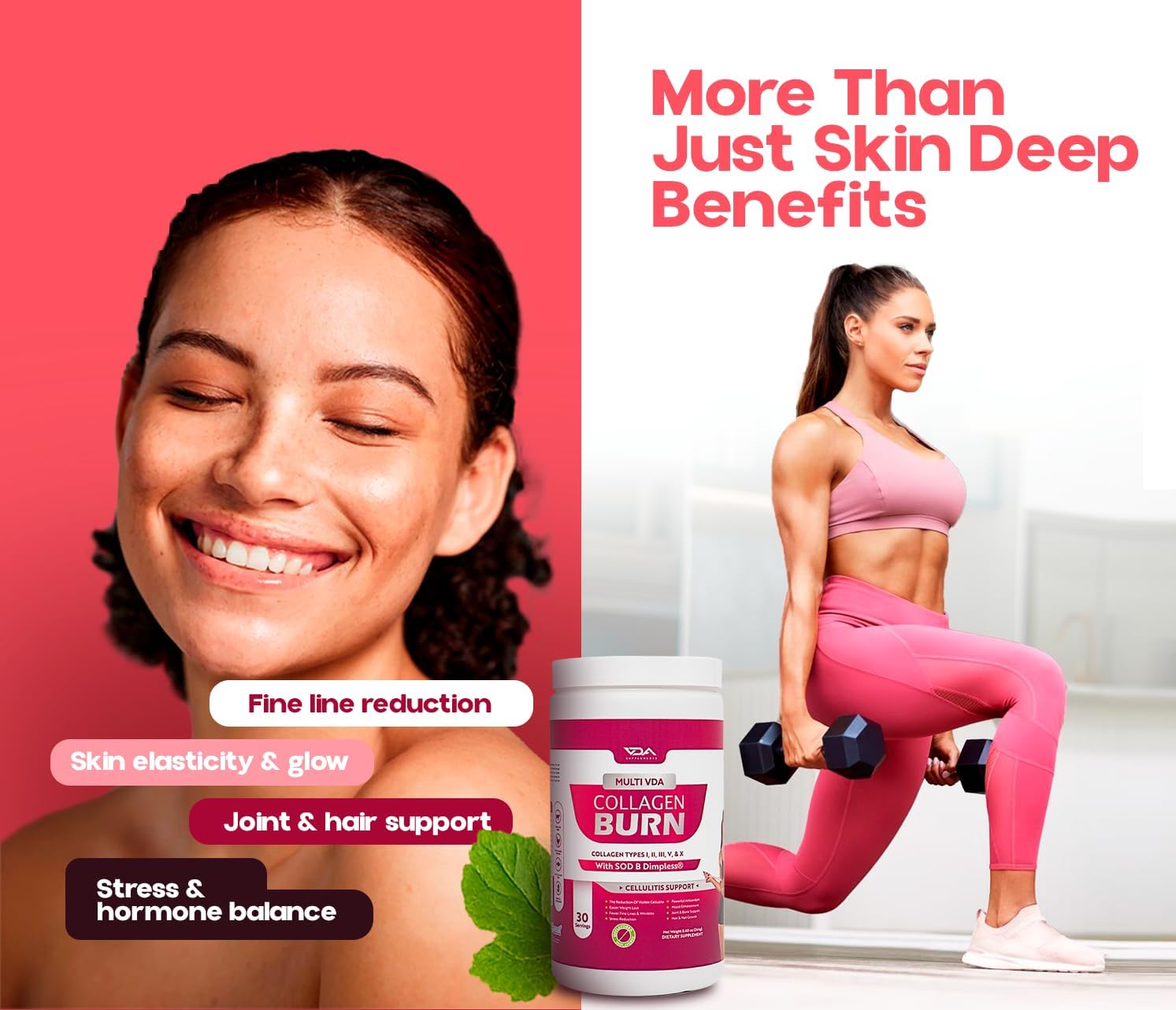 VDA Collagen Burn powder dissolves quickly for easy beverage mixing