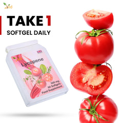 Ved Lycopene 500 mg gluten-free icon close-up emphasizing allergen-free formula