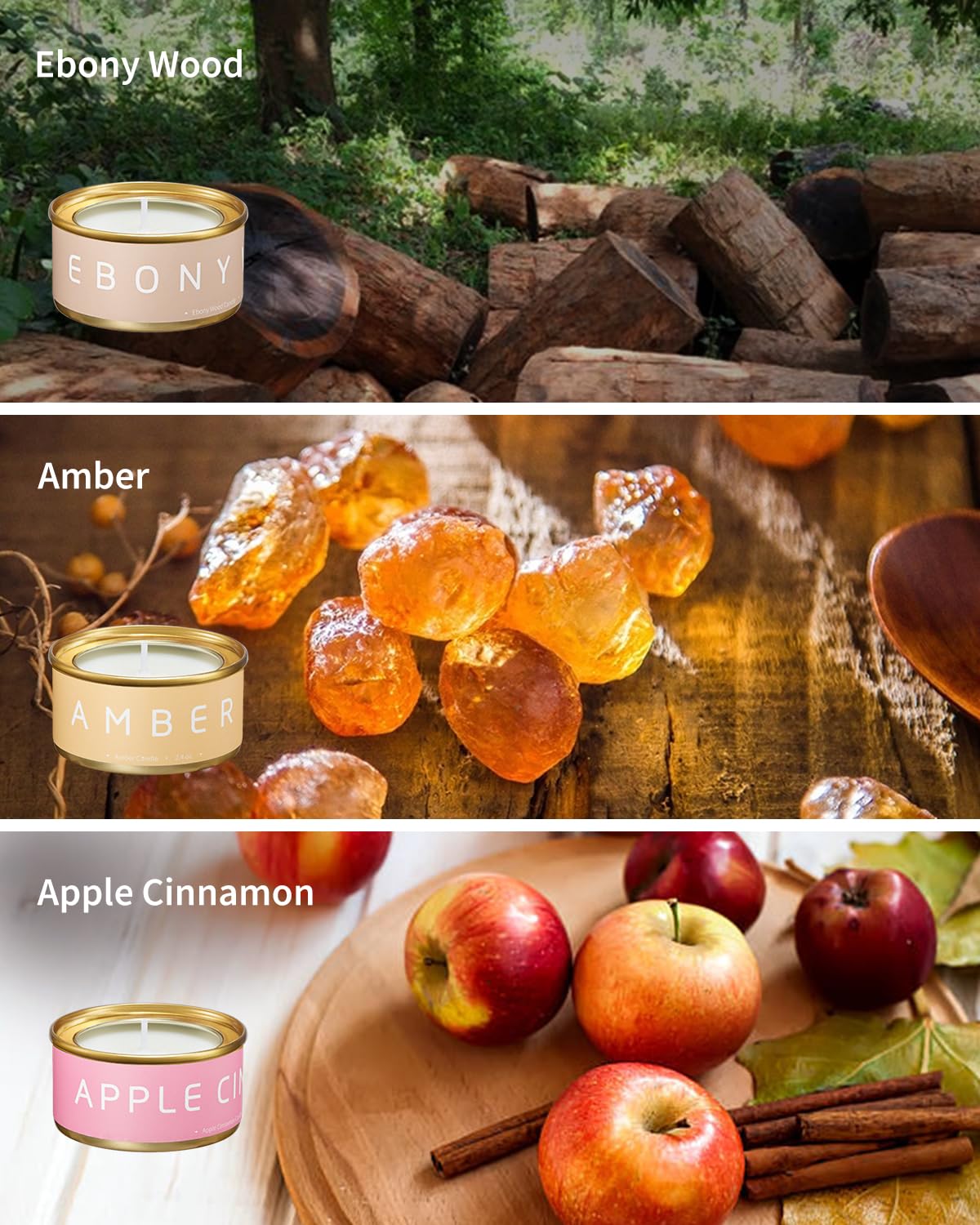 Veda Tinda Scent Apple Cinnamon candle for cozy living room evenings.