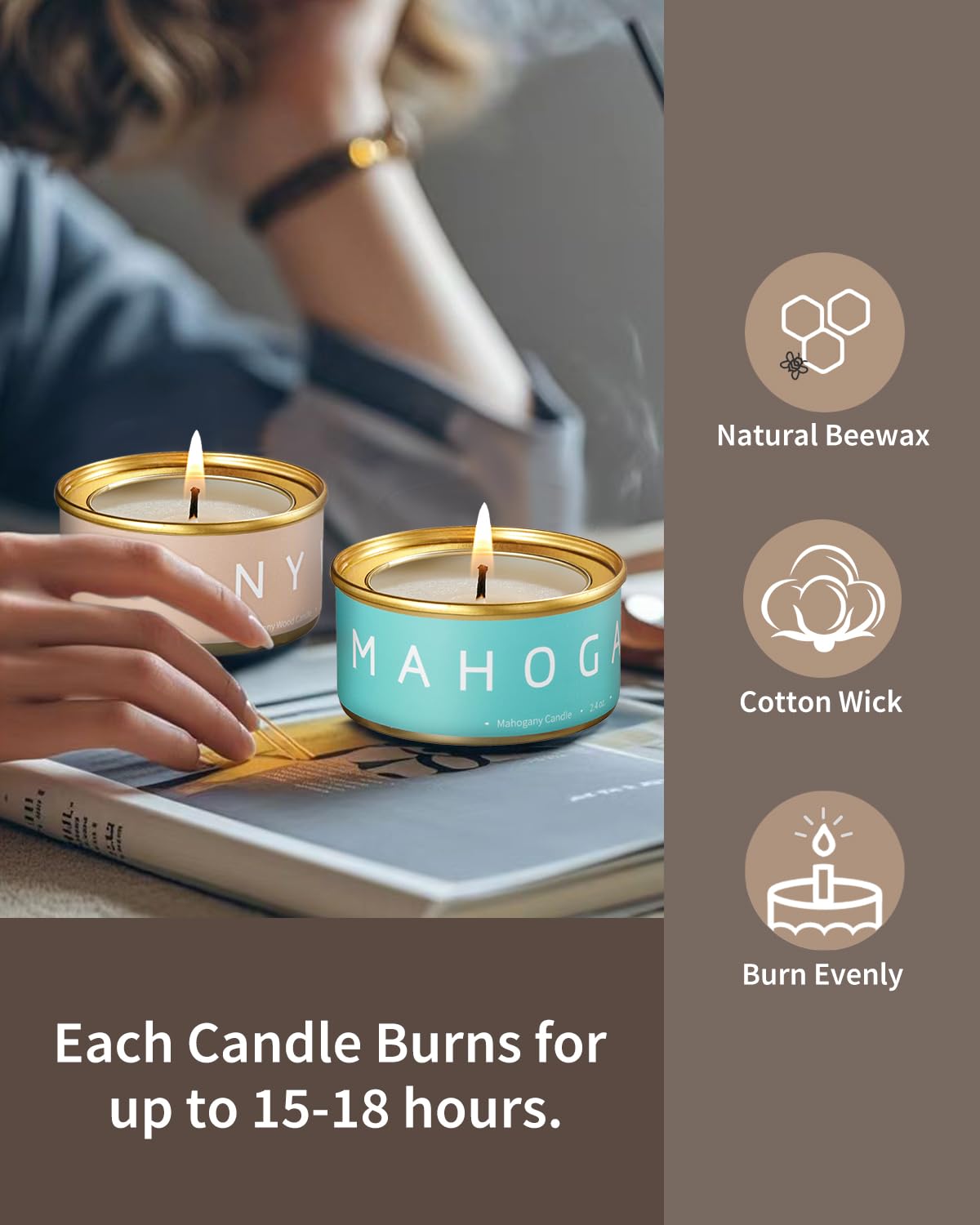 Veda Tinda Scent Ebony Wood candle enriches quiet moments at home.