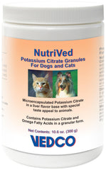 Vedco NutriVed potassium citrate granules bottle with liver flavor supports urinary health in pets