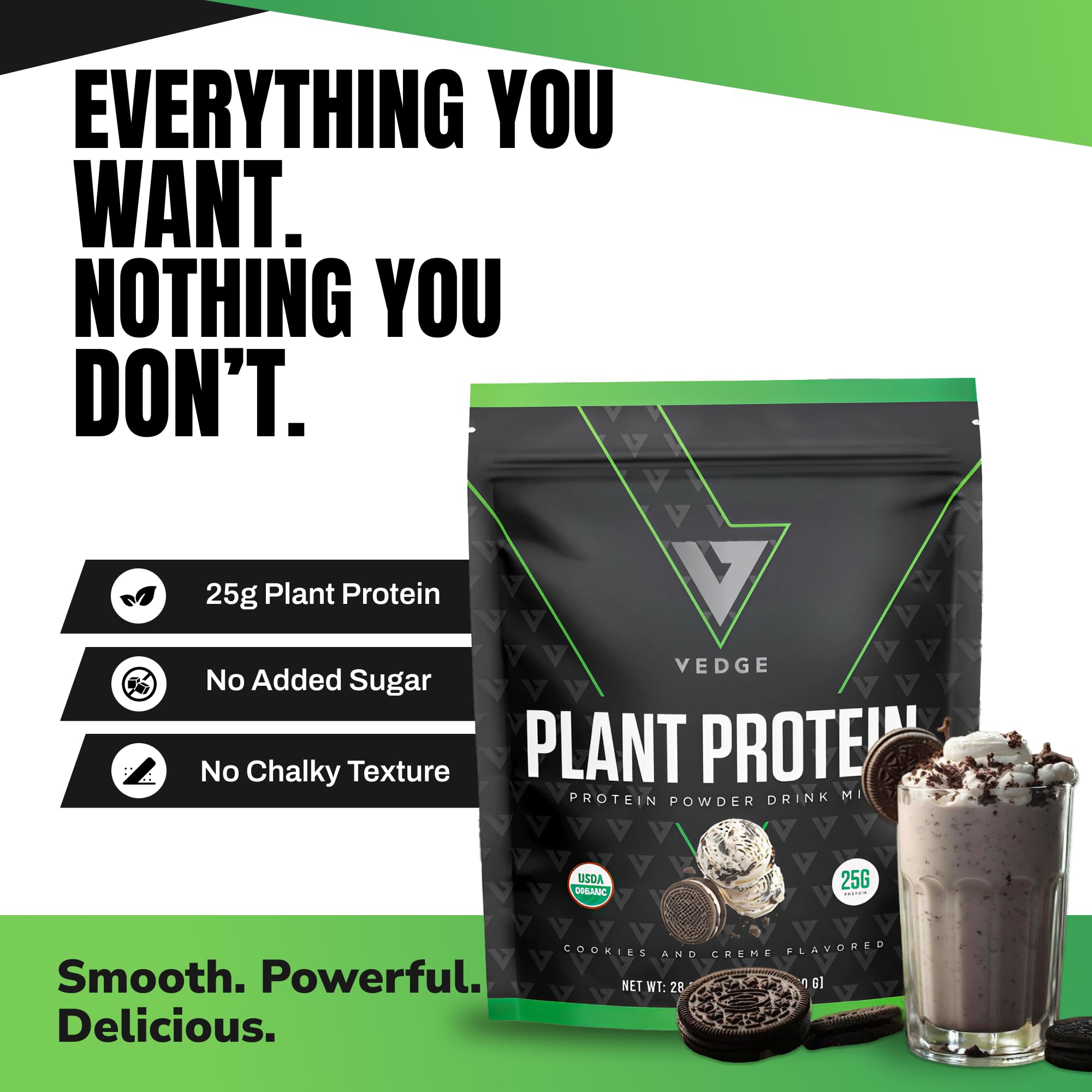 VEDGE Cookies and Creme pour into glass for quick, smooth shakes