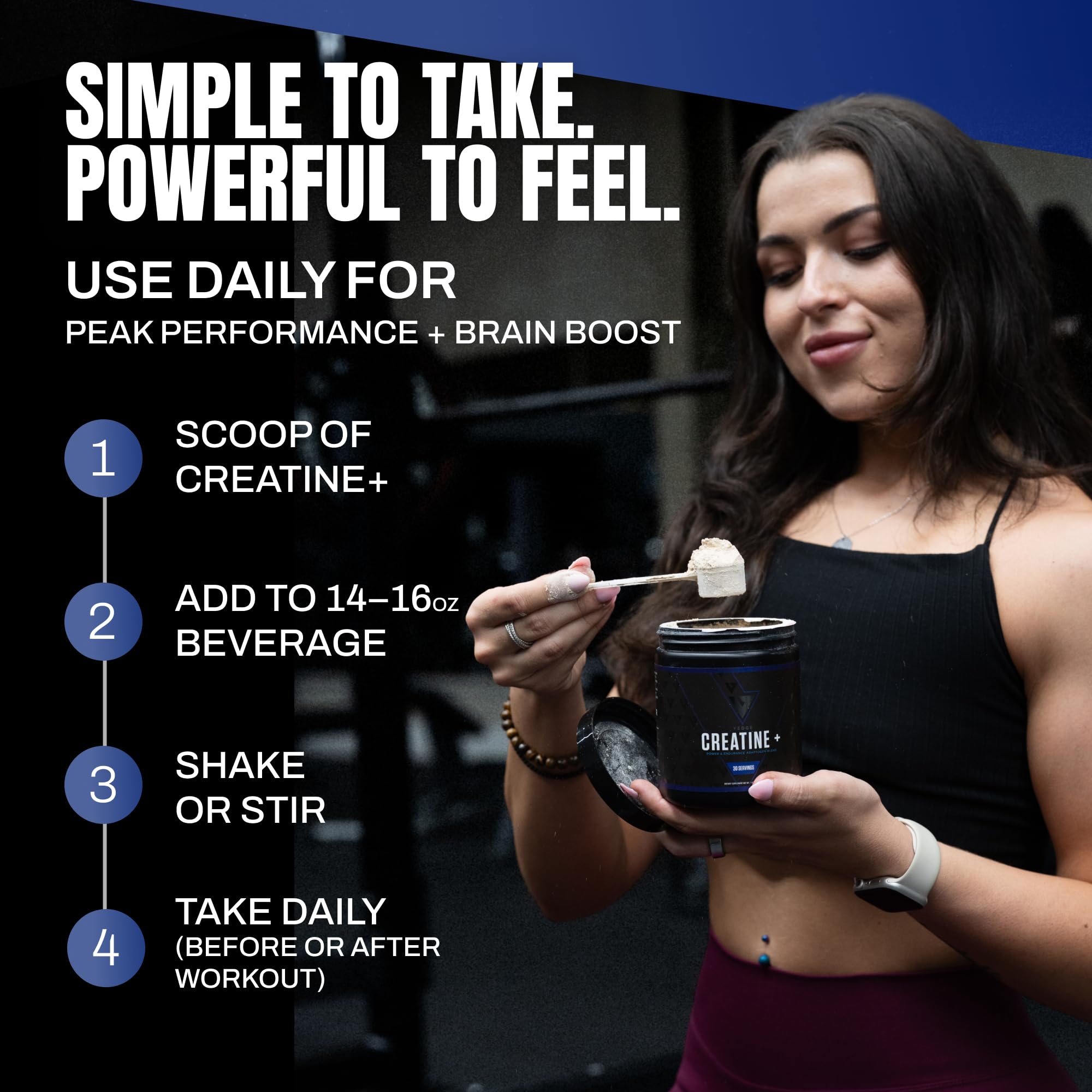 VEDGE Creatine+ Peak02 label highlights ergogenic support for performance