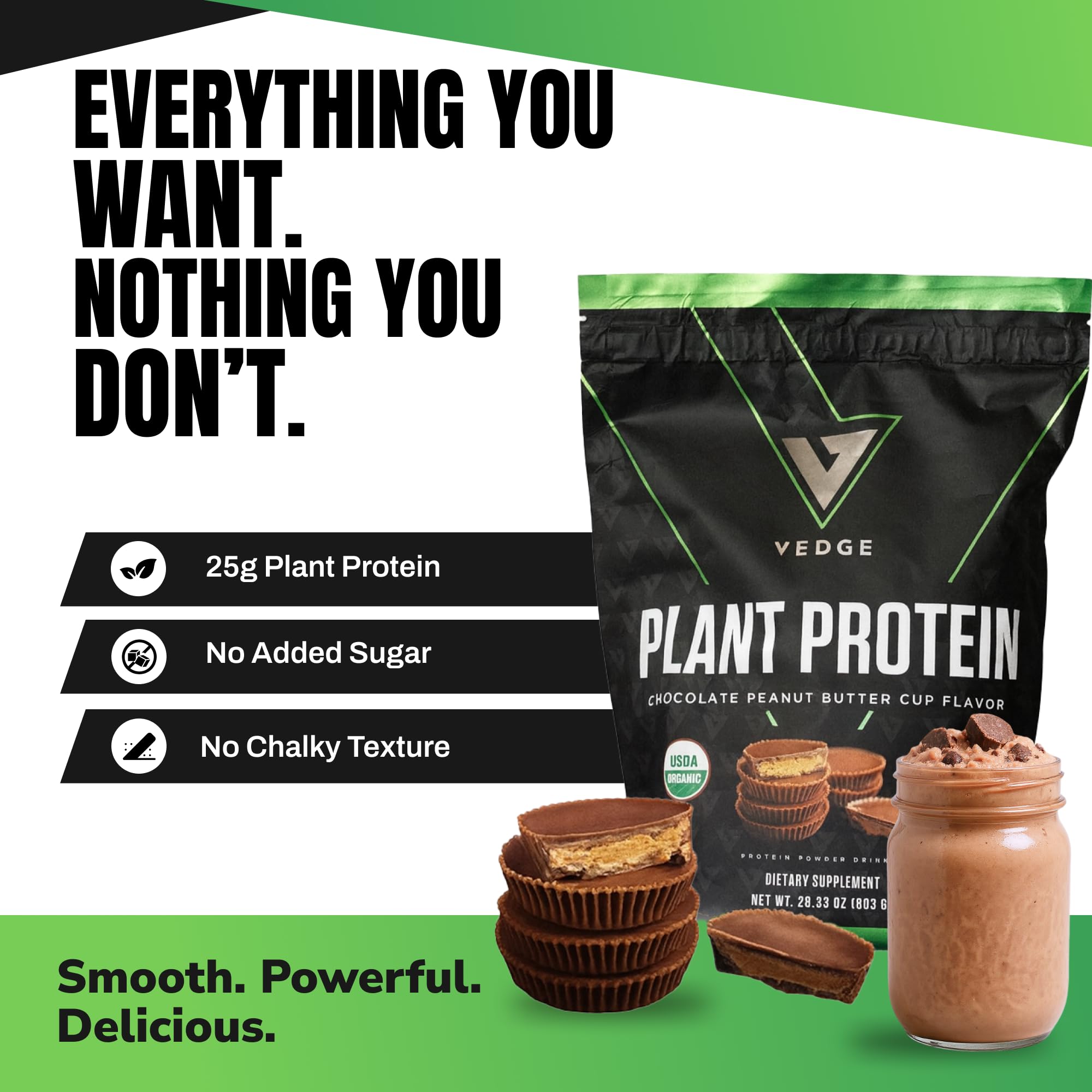 VEDGE pea-pumpkin-sunflower scoop blends into smoothies smoothly