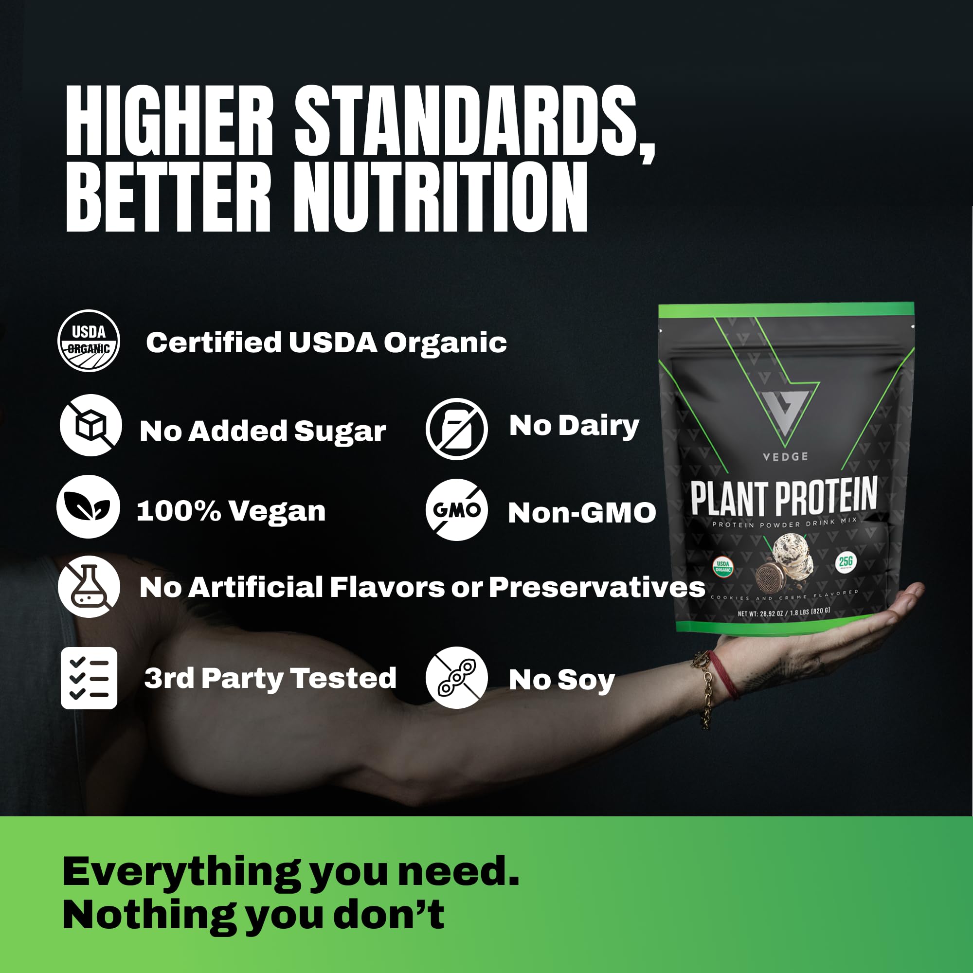 VEDGE label closeup showing organic certification and transparency