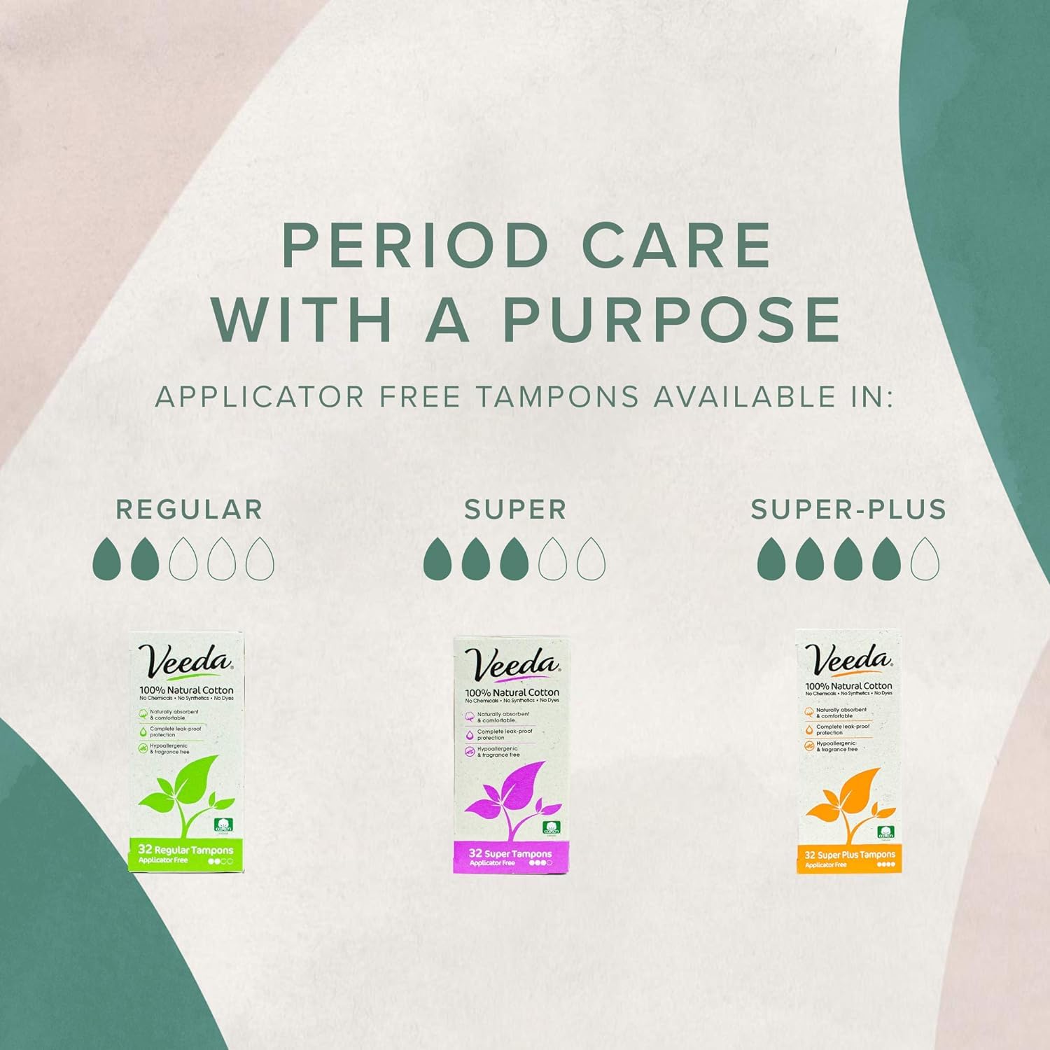 Veeda super absorbent tampons support comfortable days with solid absorption