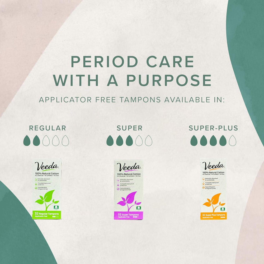 Veeda super absorbent tampons support comfortable days with solid absorption
