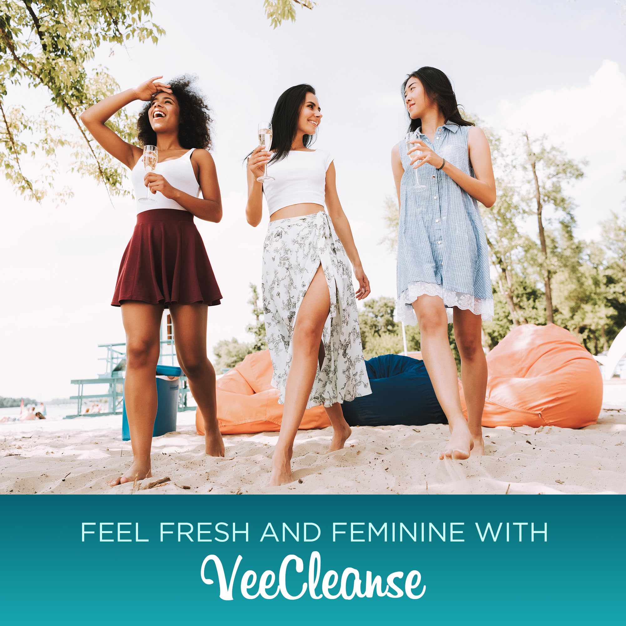 VeeFresh VeeCleanse visual with balance cues promoting steady vaginal wellness.