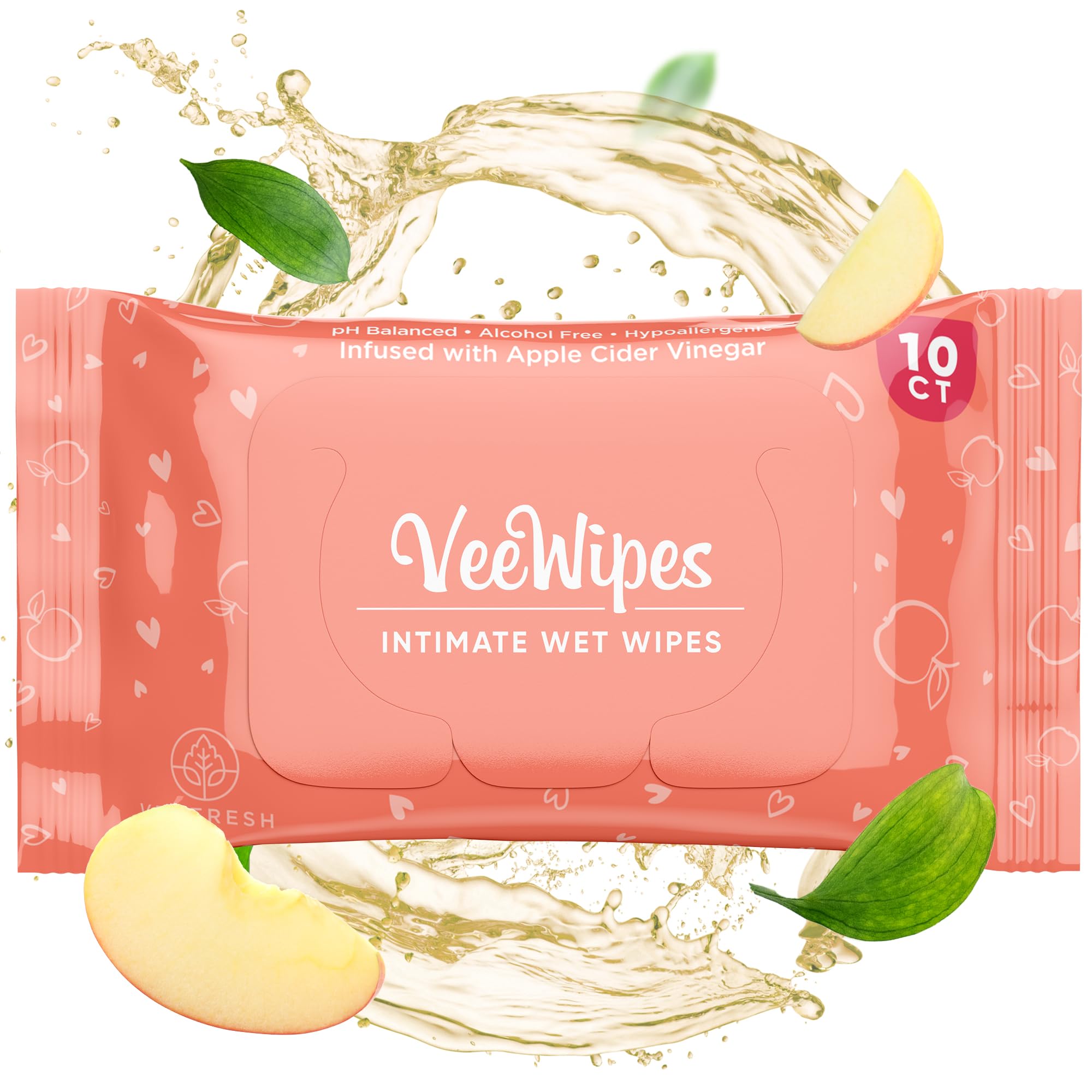 VeeFresh VeeWipes ACV infusion for gentle cleansing on the go.