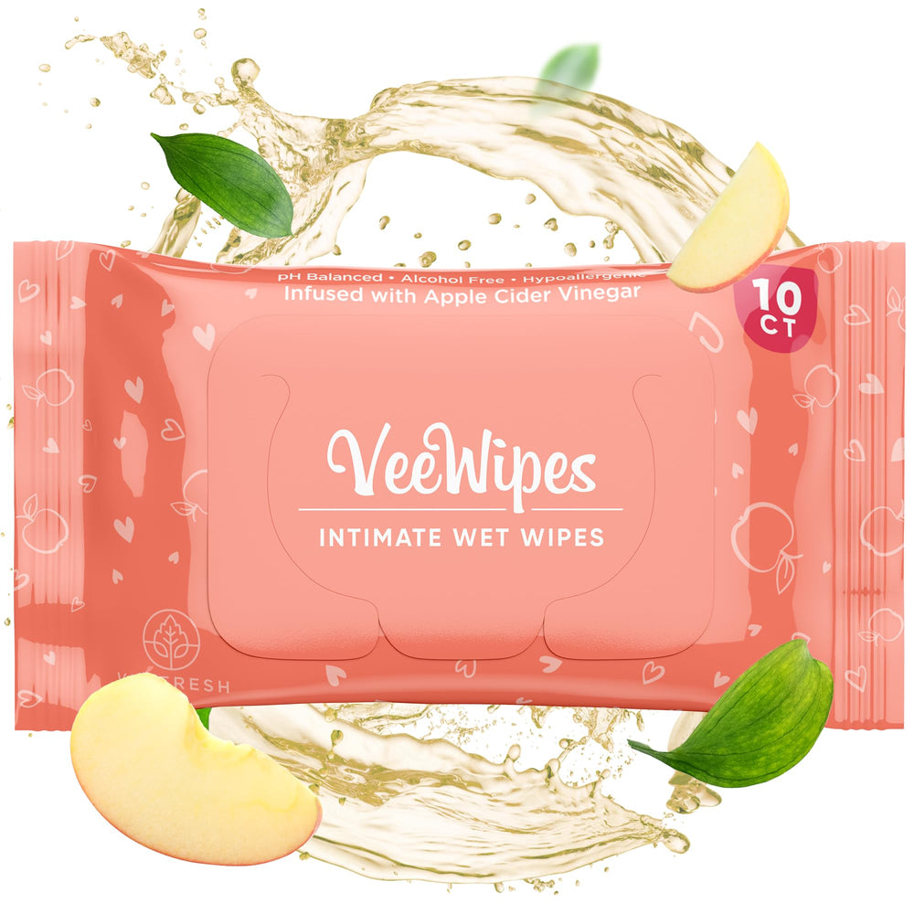 VeeFresh VeeWipes ACV infusion for gentle cleansing on the go.